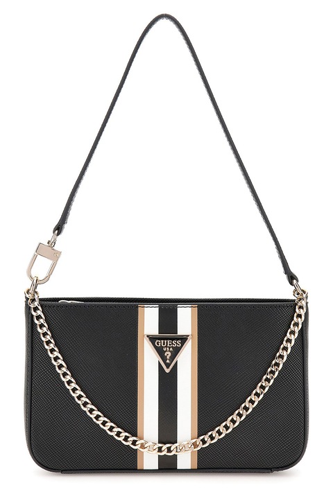 GUESS, Geanta de piele ecologica cu bareta de umar, Negru