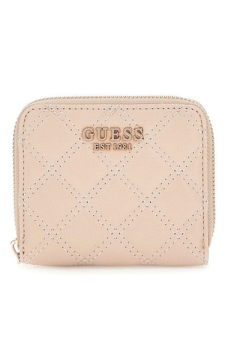 Guess, Портмоне Giully от еко кожа с цип, Светло бежово