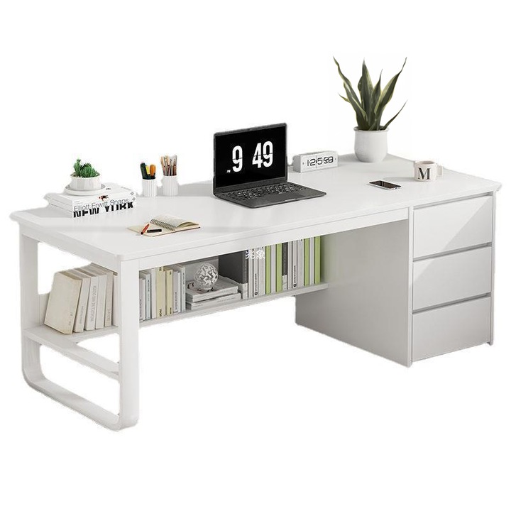 Birou MUVU, 120 x 50 x 73 cm, include 3 sertare culoare, alb, mare