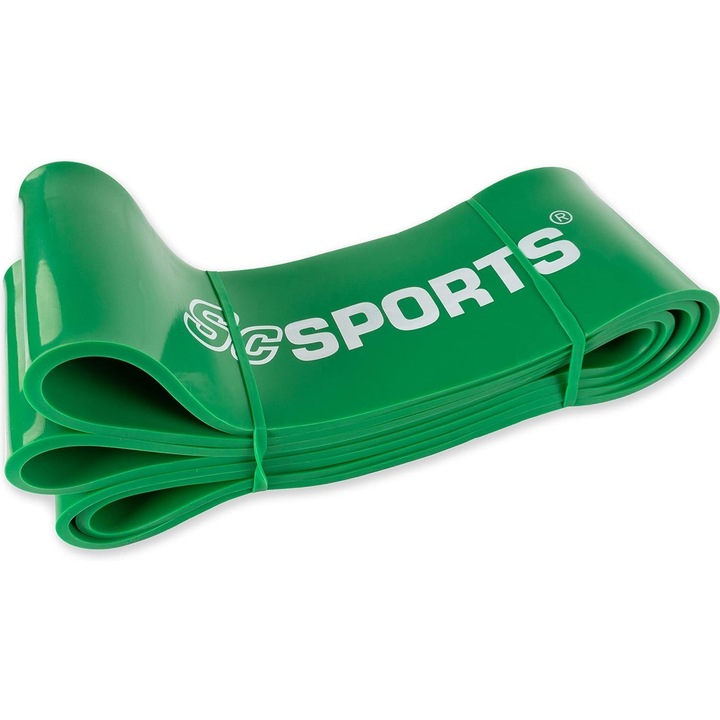 Фитнес лента, 2 м, еластична, естествен латекс, зелена, ScSPORTS®