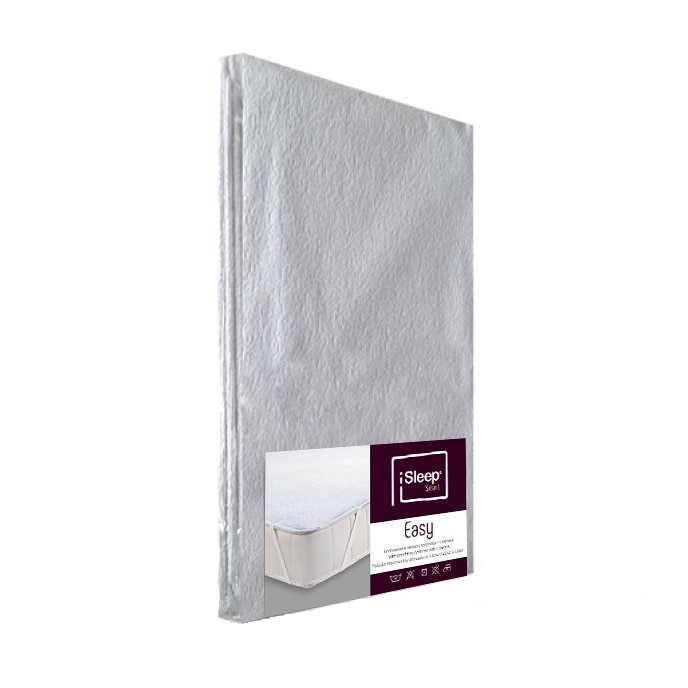 Protectie saltea impermeabila iSleep 'Easy' 180 x 200 cm, tesatura bumbac delicata si silentioasa, fixare cu benzi elastice