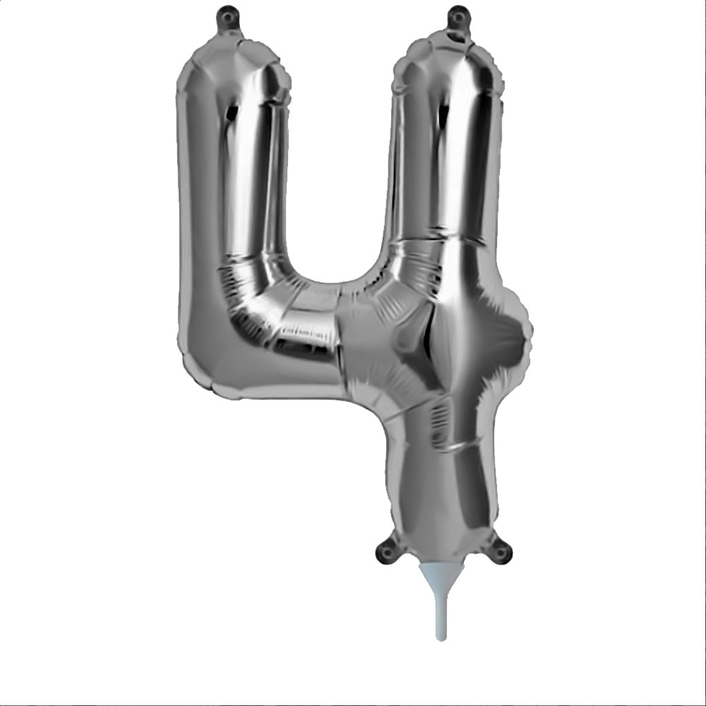 Balon minifigurina cifra 4 argintiu (Silver), 41 cm, Northstar