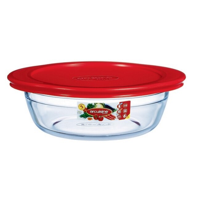 Vas termorezistent rotund cu capac plastic 1 l sticla termorezistenta Arcuisine