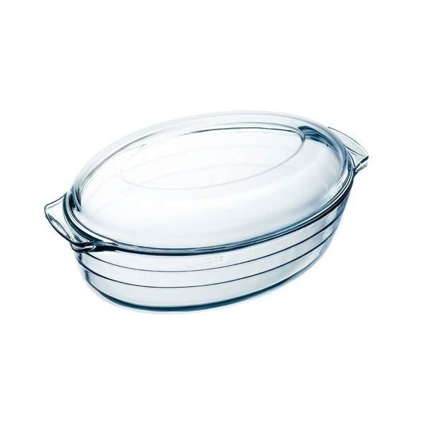 Vas termorezistent oval cu capac 3 l sticla termorezistenta Arcuisine