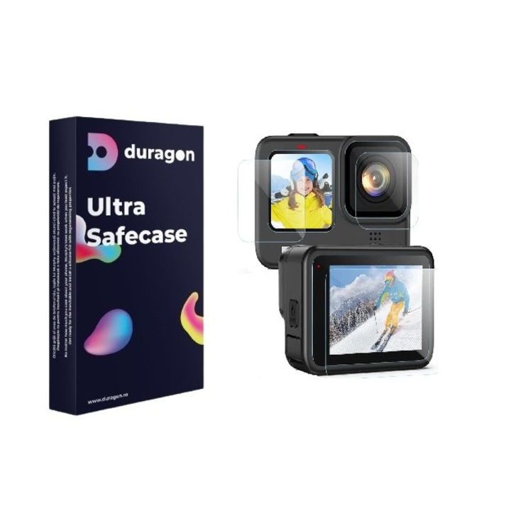 Folie Duragon, pentru Go Pro Hero 9, protectie ecran, silicon antisoc, kit inclus