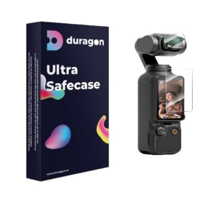Folie Duragon, pentru DJI Osmo Pocket 3, protectie ecran, silicon antisoc, kit inclus