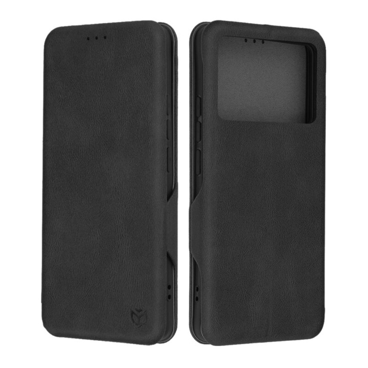 Xiaomi Poco X6 Pro kompatibilis, Safe Wallet Plus, ökológiai bőr, fekete flip védőtok