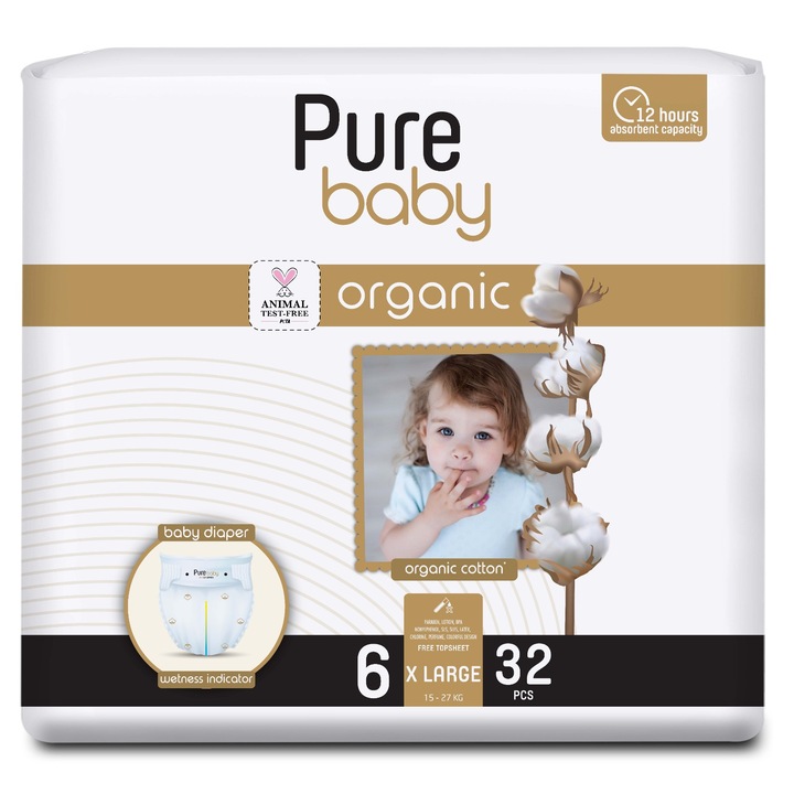 Scutece Pure Baby Nr. 6 (15-27kg) 32 buc./pachet