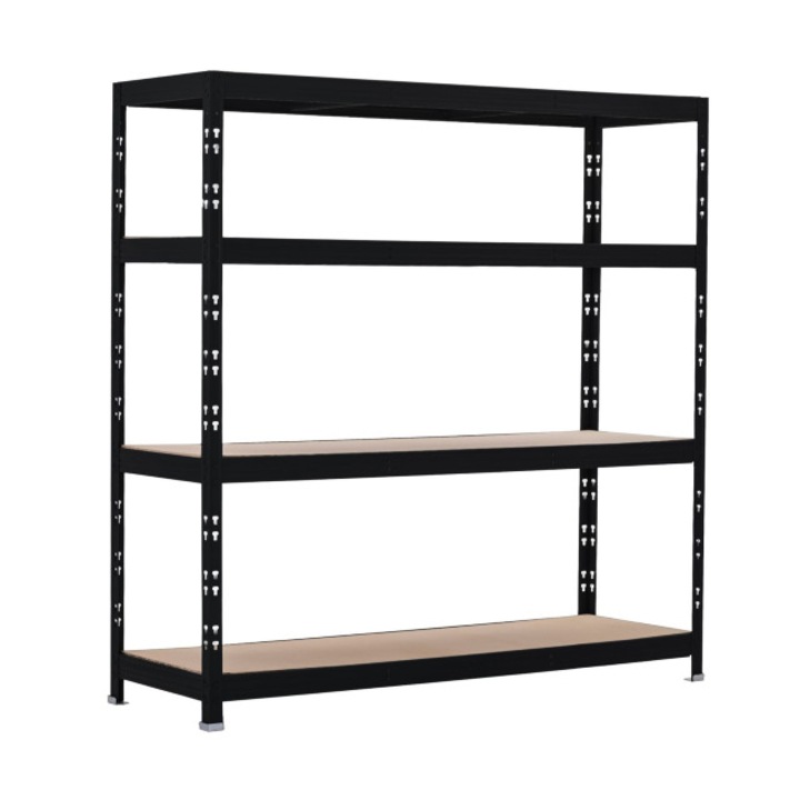 Метален рафт 4 MDF рафта, за Handlekraft® съхранение 180x120x50 см, 450 кг/рафт, рафт с метална рамка Стомана/Черен