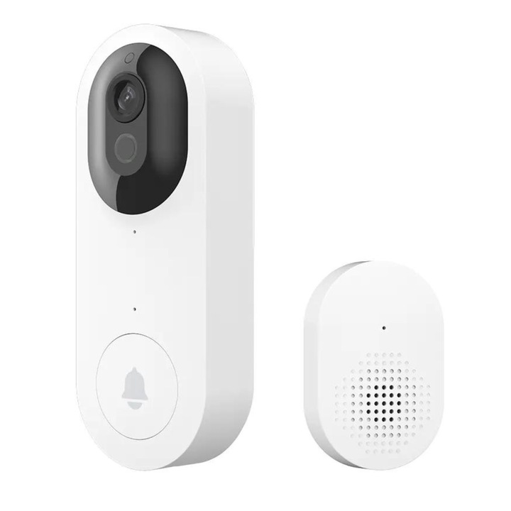 Zimmo® VideoSmart vezeték nélküli csengő, videó adó éjjellátóval, távirányító dedikált alkalmazáson keresztül, kétirányú mikrofonnal, fehér