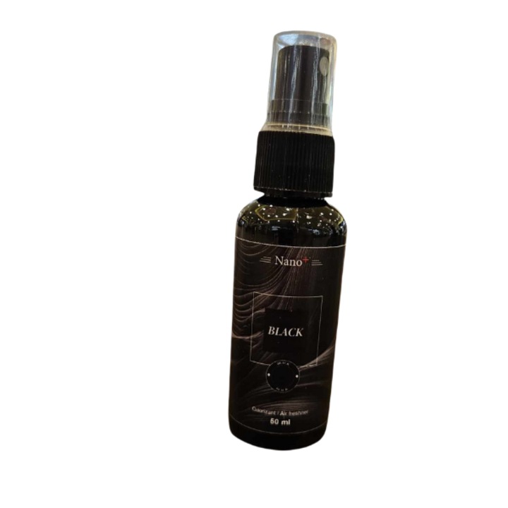 Luxus autós légfrissítő, Nano+ tisztító, parfüm spray, fekete, 50 ml