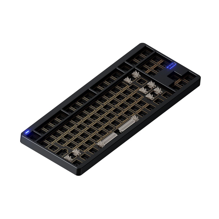 Tastatura Mecanica Wireless Nuphy Gem80 QMK/VIA, Cablu, Bluetooth, 2.4Ghz, RGB, Functie Hot-Swap - Obsidian Black Barebone
