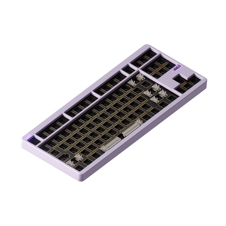 Безжична механична клавиатура Nuphy Gem80 QMK/VIA, кабел, Bluetooth, 2.4 Ghz, RGB, Hot-Swap функция - Airy Lilac Barebone