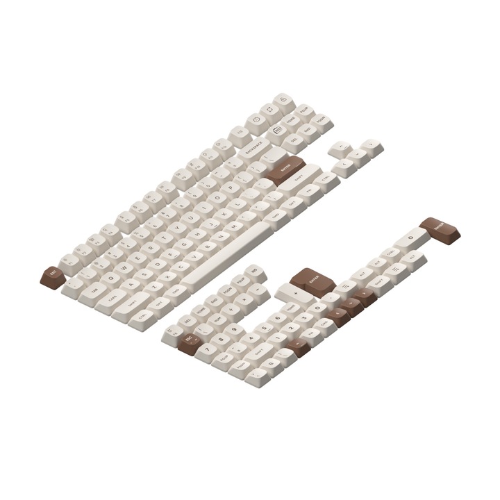 Комплект капачки за калвиши Nuphy Gem mSA Double-shot PBT, Съвместим с MX суичове, US оформление, ANSI / ISO, Cosmic Mocha