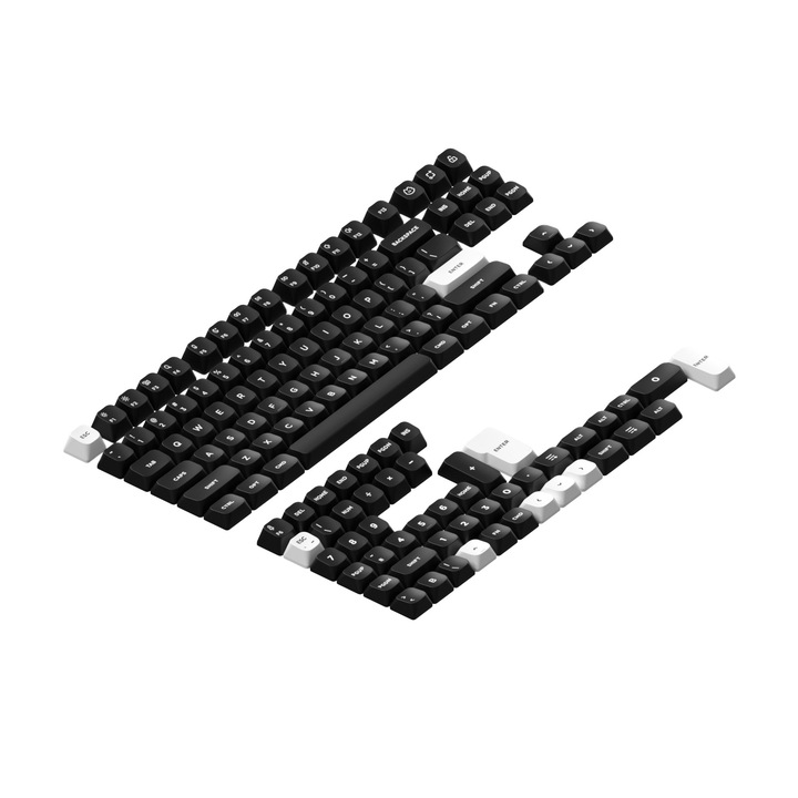 Комплект капачки за калвиши Nuphy Gem mSA Double-shot PBT, Съвместим с MX суичове, US оформление, ANSI / ISO, Obsidian Black