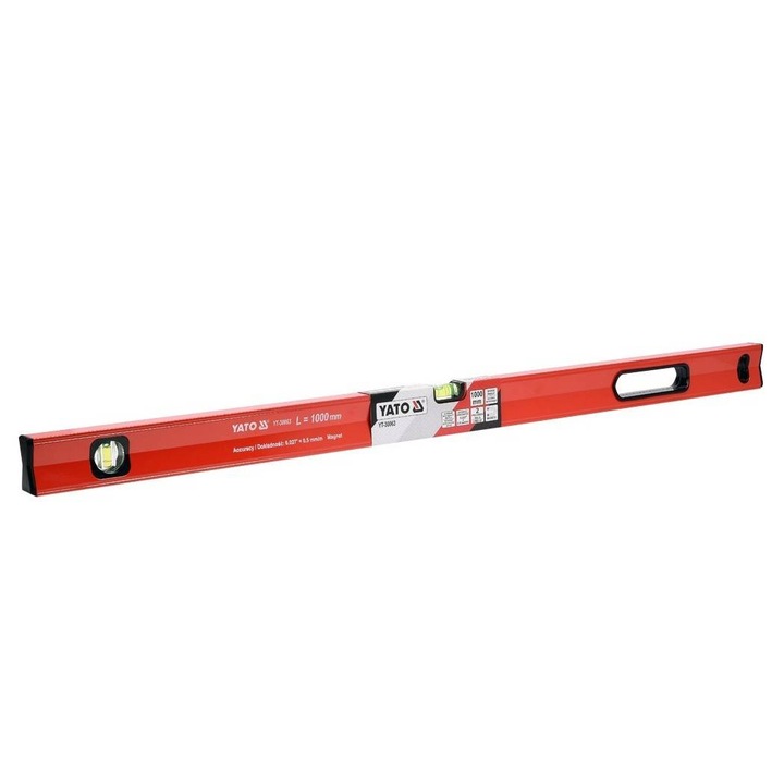 Boloboc din aluminiu, Yato YT-30063, lungime 1m, 2 bule de nivel