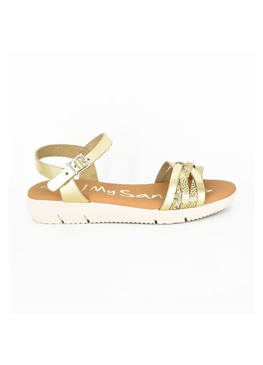 Sandale din piele naturala, Oh My Sandals, OMS0007, Auriu