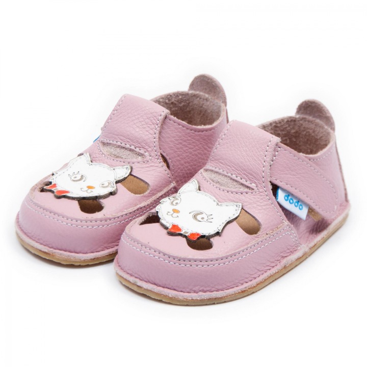 Детски сандали, първи стъпки, естествена кожа, barefoot, Dodo, котка, Cameo
