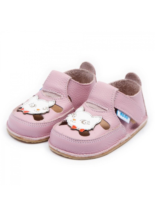 Детски сандали, първи стъпки, естествена кожа, barefoot, Dodo, котка, Cameo