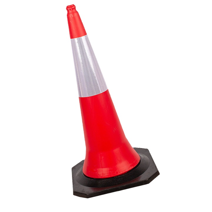 Con de semnalizare cu banda reflectorizanta, 75 cm, Muvu