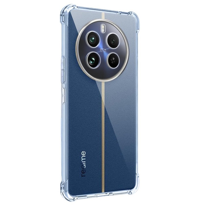 Realme 12 Pro / 12 Pro Plus 5G-vel kompatibilis Mat-Tech védőburkolat, Kameravédelem, Ütésálló sarkok, Pontos kivágások, Ütésállóság, Megemelt élek a képernyő védelméért, Átlátszó