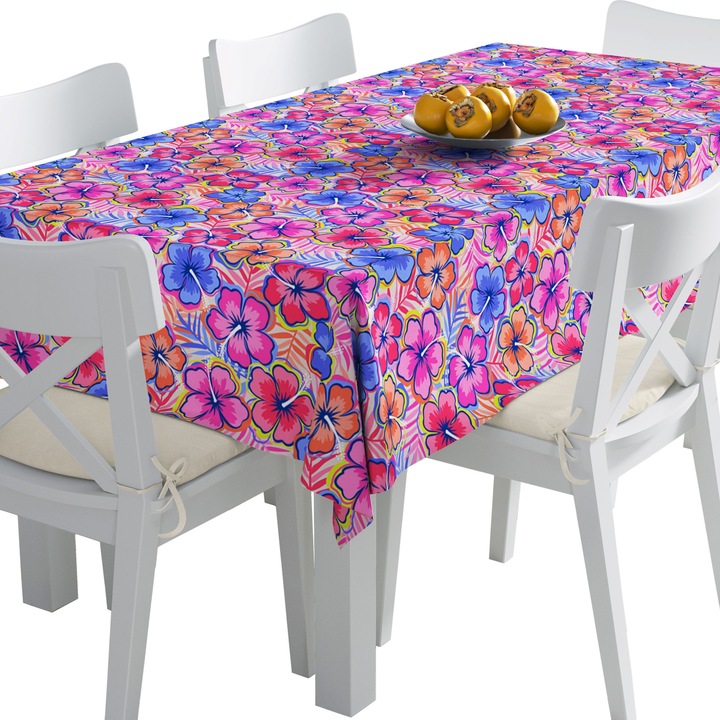 Abrosz, Hippi stílusú virágok 2, Poliészter, Téglalap, Méret: 140 cm x 240 cm, TDX373/240