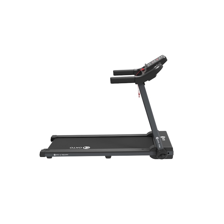 Banda de alergat OKTO by TECHFIT® 8T60, Motor 2.5 cai putere, Bluetooth-Zwfit/Kinomap, Sistem de Amortizare, Viteza 1-12km/h,12 Programe, Roti Transport, 2xSuport pahar/sticla antrenament