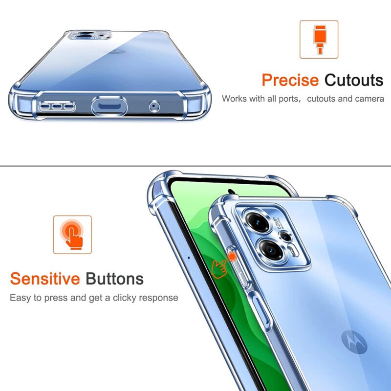 BestCase® Husa Pentru Motorola Moto E15, Anti Shock 1.5MM, Protectie camera si ecran, Transparent