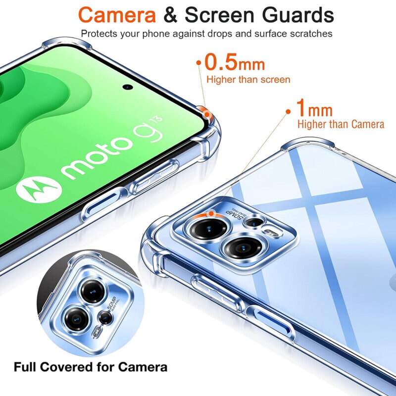BestCase® Husa Pentru Motorola Moto E15, Anti Shock 1.5MM, Protectie camera si ecran, Transparent