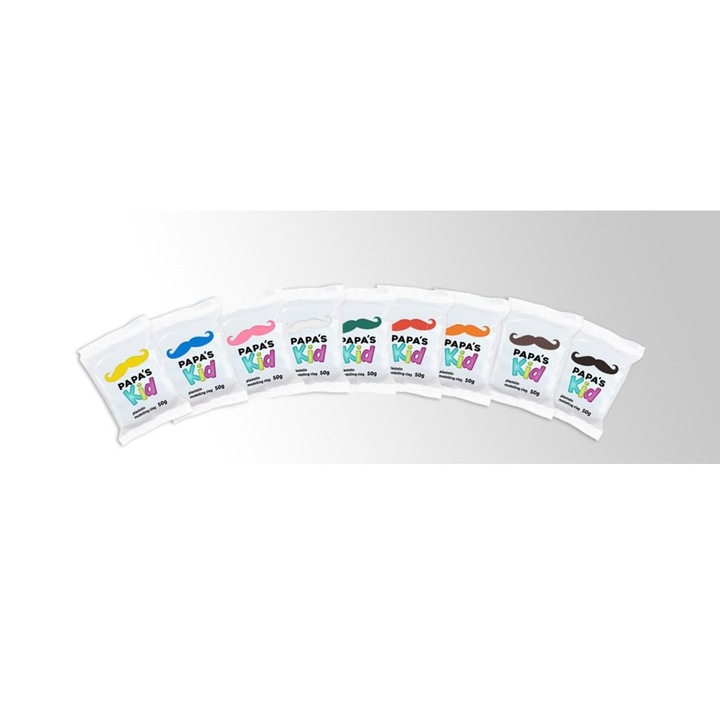Set Plastilina Inteligenta Papa's Kid, Ecologice, 10 Pungi x 50g, Multicolor