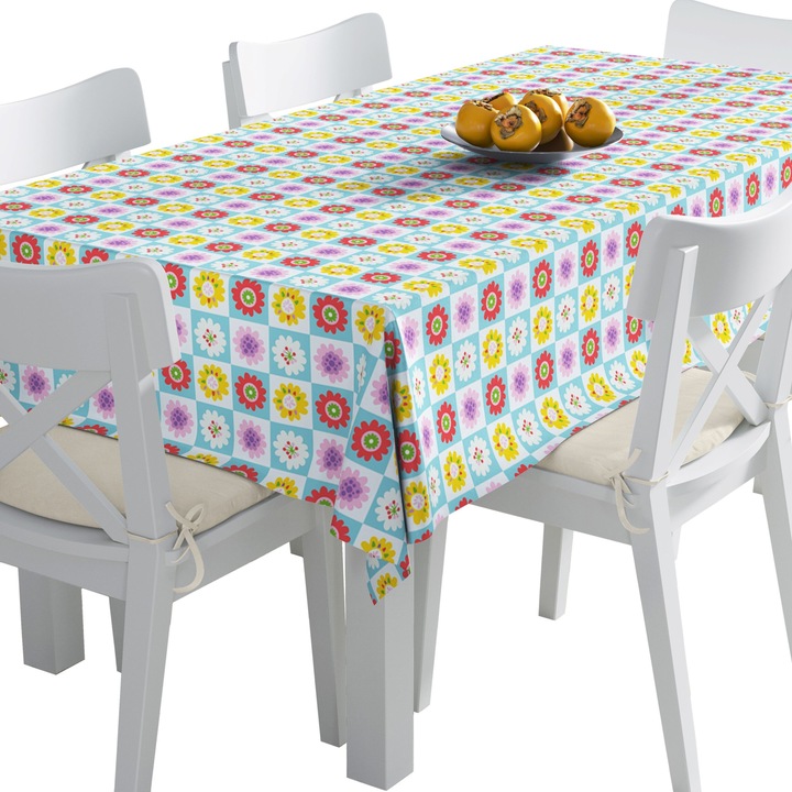 Abrosz, Retro négyzet alakú virágok, Poliészter, Téglalap, Méret: 140 cm x 350 cm, TDX443/350