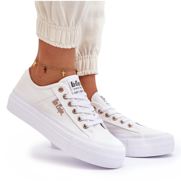 Lee Cooper LCW-24-31-2725 női fehér platform tornacipő, Fehér