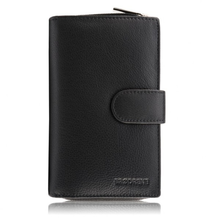 Portofel de dama piele, poseta Brodrene, G-12 MN, rfid, suport card, negru