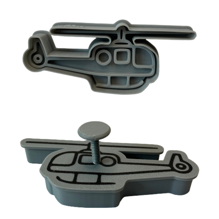 CookieStamp - Elicopter, 51x115x16 mm - Cookie Cutter Decorativ pentru Aluat, Stampila pentru Biscuiti Unicat - Ideal pentru copii