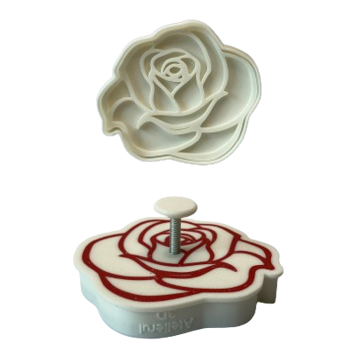 CookieStamp - Floare Trandafir, 80x80x16 mm - Cookie Cutter Decorativ pentru Aluat, Stampila pentru Biscuiti Unicat - Ideal pentru copii