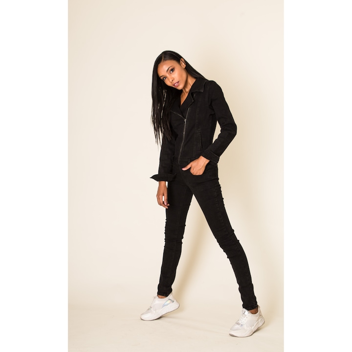 Nina Carter női jumpsuit, 2958, pamut, Fekete