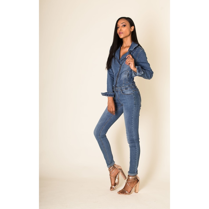 Nina Carter női jumpsuit, 2958, pamut, Kék