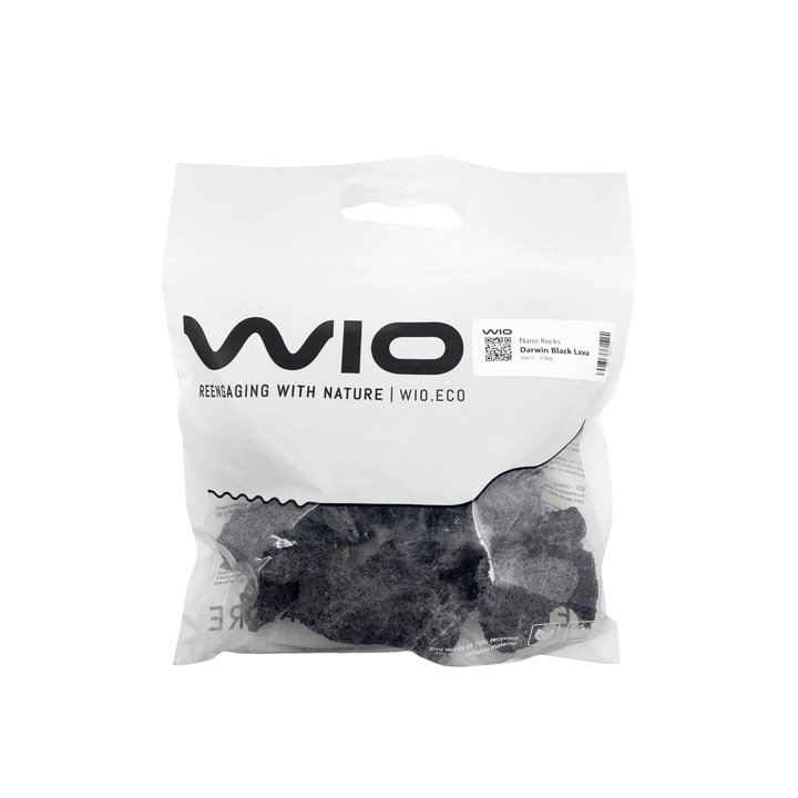 Pietre decor acvarii si terarii, Wio, Darwin Black Lava Nano Rocks, 1, 5-2 kg, 1-10 cm
