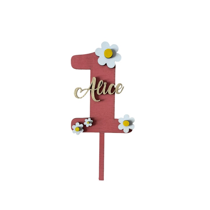 Topper 1 éves, lány, Alice, fa, 20 cm, ArtemisGift