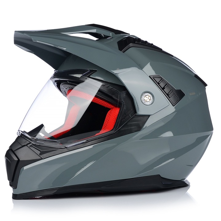 Мото каска, Vito Molino, Мотокрос, Гланцово сива, UV защита, ECE 22.06, XL 61-62 см