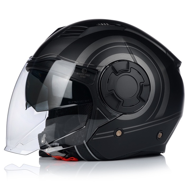 Мотоциклетна каска, Vito Isola, Jet, UV защита, черно матово сиво, ECE 22.06, XS 53-54 см