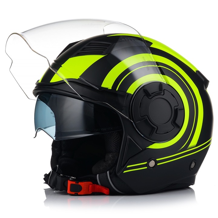 Мотоциклетна каска, Vito Isola, Jet, UV защита, черно-жълто, ECE 22.06, S 55-56 см