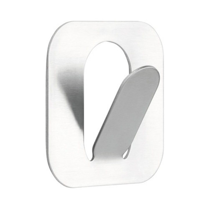 Cuier Baie Tiger Paperclip, 1 Agatatoare, Montaj Prin Lipire, Inox Mat, Set 2 Bucati