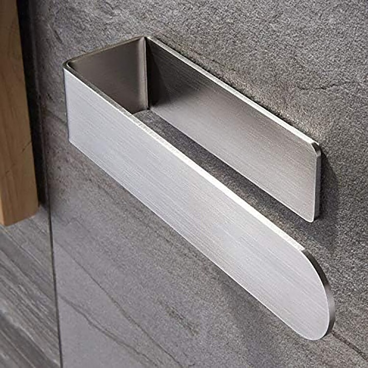 Suport Prosop Elindor® cu Adeziv, pentru Dus, Organizator Baie sau Organizare in Bucatarie, Accesorii din Inox, 20 x 4.5 x 4 cm, Argintiu