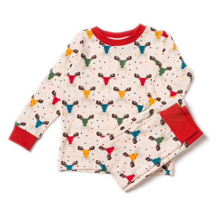 Pijama, „elanii somnorosi”, bumbac organic, multicolor, copii, 2-3 ani