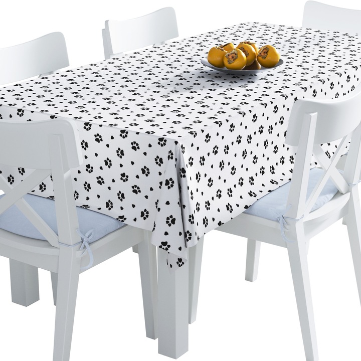 Abrosz, Fekete mancsos szívek, Poliészter, Téglalap, Méret: 140 cm x 220 cm, TDX282/220