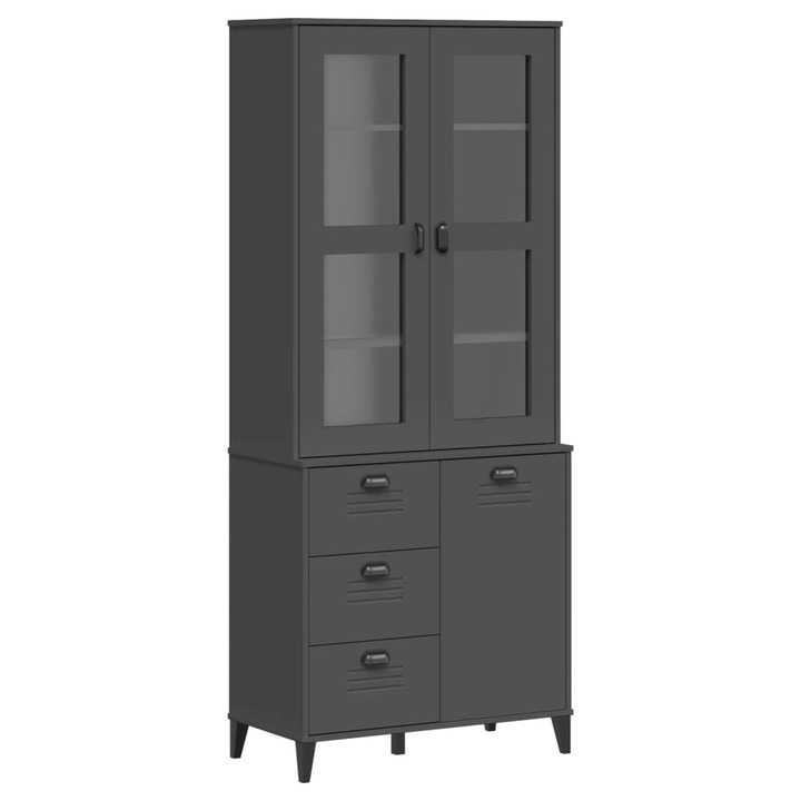 VIKEN magas szekrény, vidaXL, antracitszürke, 80x40x190 cm, tömör fenyőfa, 52.7 Kg