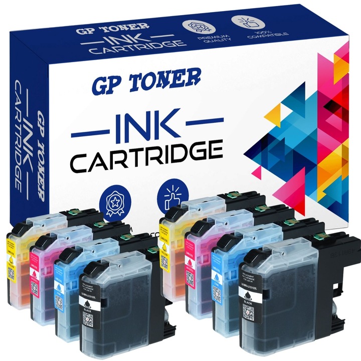 8 db Brother LC123-mal kompatibilis tintapatron készlet a DCP-J132w, J152w, J552dw, MFC-J4410dw, MFC-J4510dw modellekhez - GP TONER, CMYK