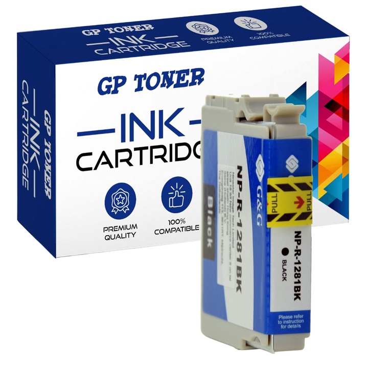 Tintapatron, kompatibilis: Epson T1281 Epson Stylus Office BX 305 F BX 305 FW, GP TONER, fekete