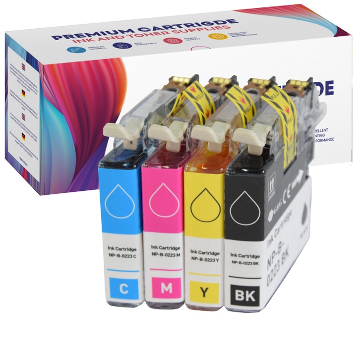 Set de 4 Cartus de cerneala, Compatibil cu Brother LC-223 BK, LC-223 C, LC-223 M, LC-223 Y, GP TONER, CMYK